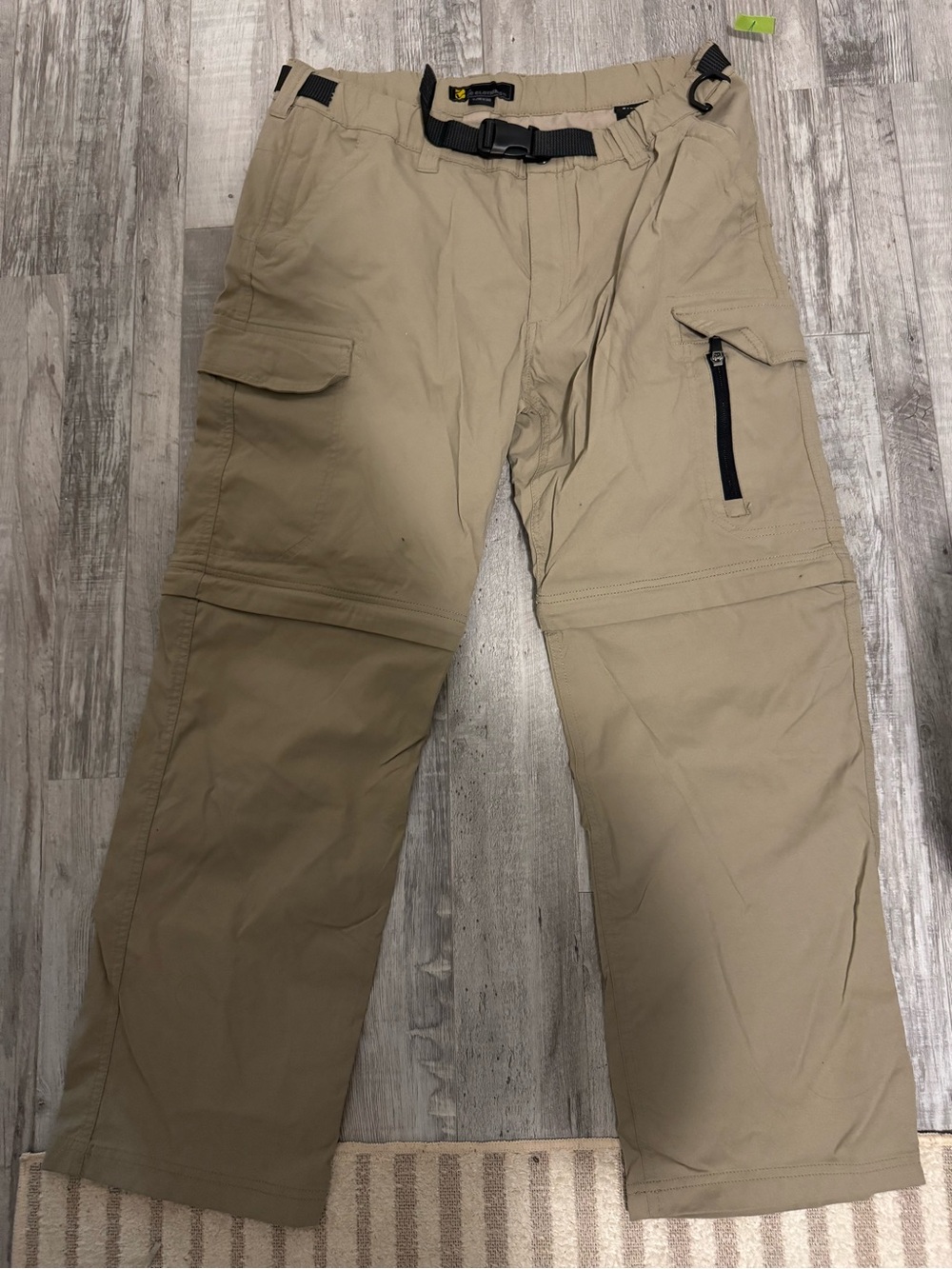Men's Cargo Pants with Adjustable Web Belt in Khaki - Picture 5 of 5